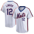 STECN NY.Mets #12 Francisco Lindor Player White Cooperstown Collection T-shirt Game Stitched Jerseys