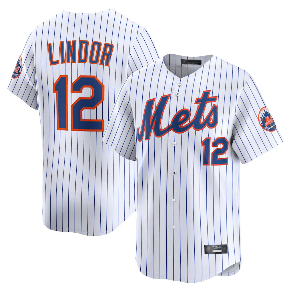 STECN NY.Mets #12 Francisco Lindor Player White Home Limited Stitched Jerseys
