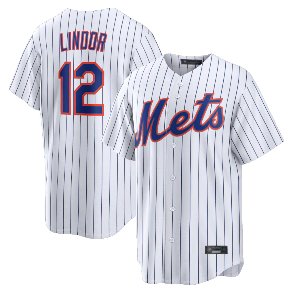 STECN NY.Mets #12 Francisco Lindor Player White Home Replica Stitched Jerseys