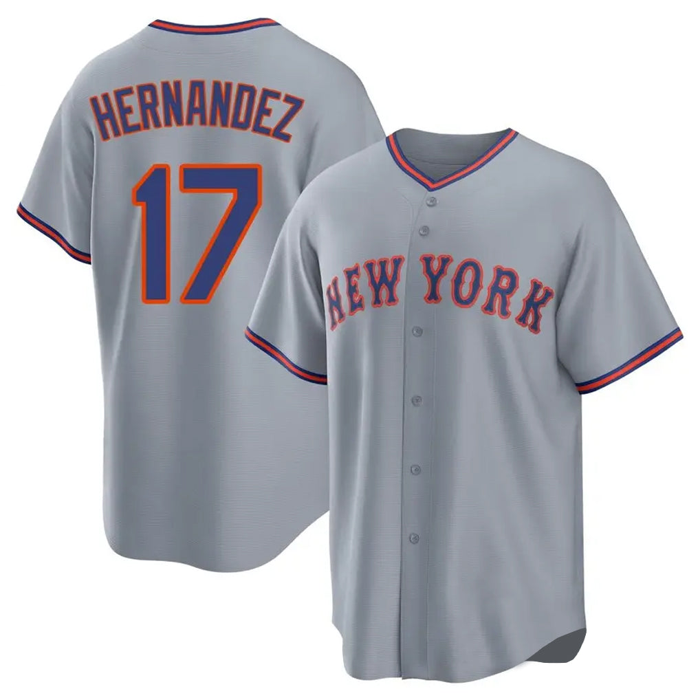 STECN NY.Mets #17 Keith Hernandez Player Gray Road Home Game Stitched Jerseys