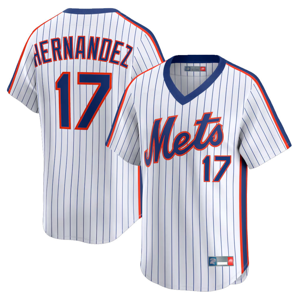 STECN NY.Mets #17 Keith Hernandez Player White Cooperstown Collection T-shirt Game Stitched Jerseys