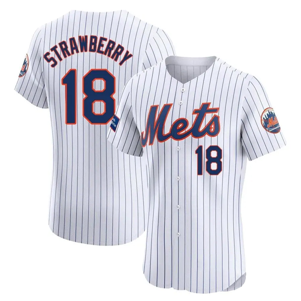 STECN NY.Mets #18 Darryl Strawberry Player White Home Limited Elite Stitched Jerseys
