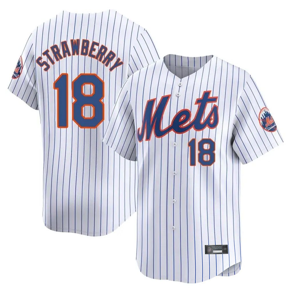 STECN NY.Mets #18 Darryl Strawberry Player White Home Limited Stitched Jerseys