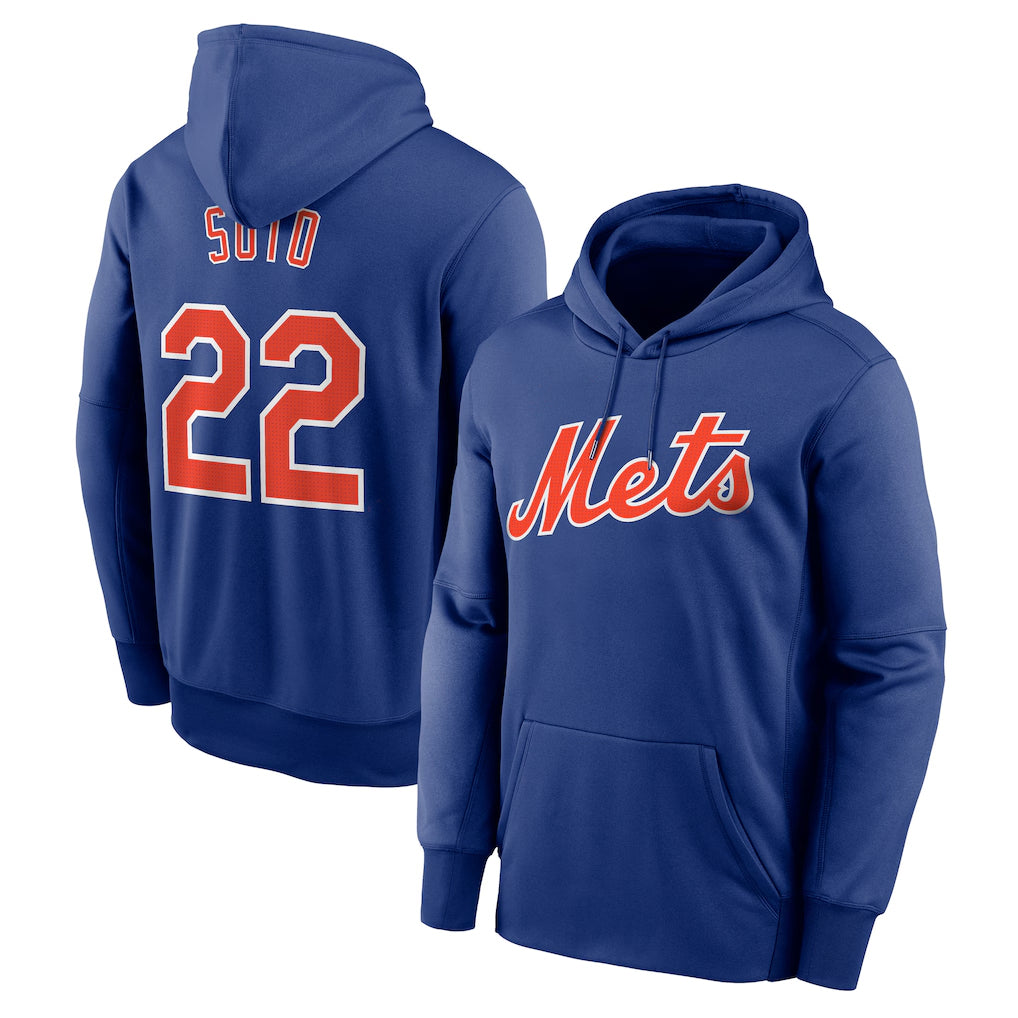 STECN NY.Mets #22 Juan Soto Player Royal Club Pullover Hoodie Game Stitched Jerseys