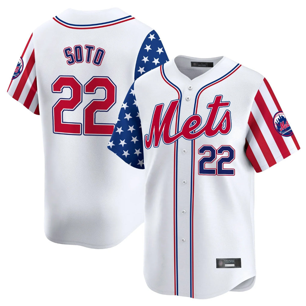 STECN NY.Mets #22 Juan Soto Player White 2025 Independence Day Vapor Premier Limited  Stitched Jerseys