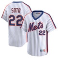 STECN NY.Mets #22 Juan Soto Player White Cooperstown Collection T-shirt Game Stitched Jerseys
