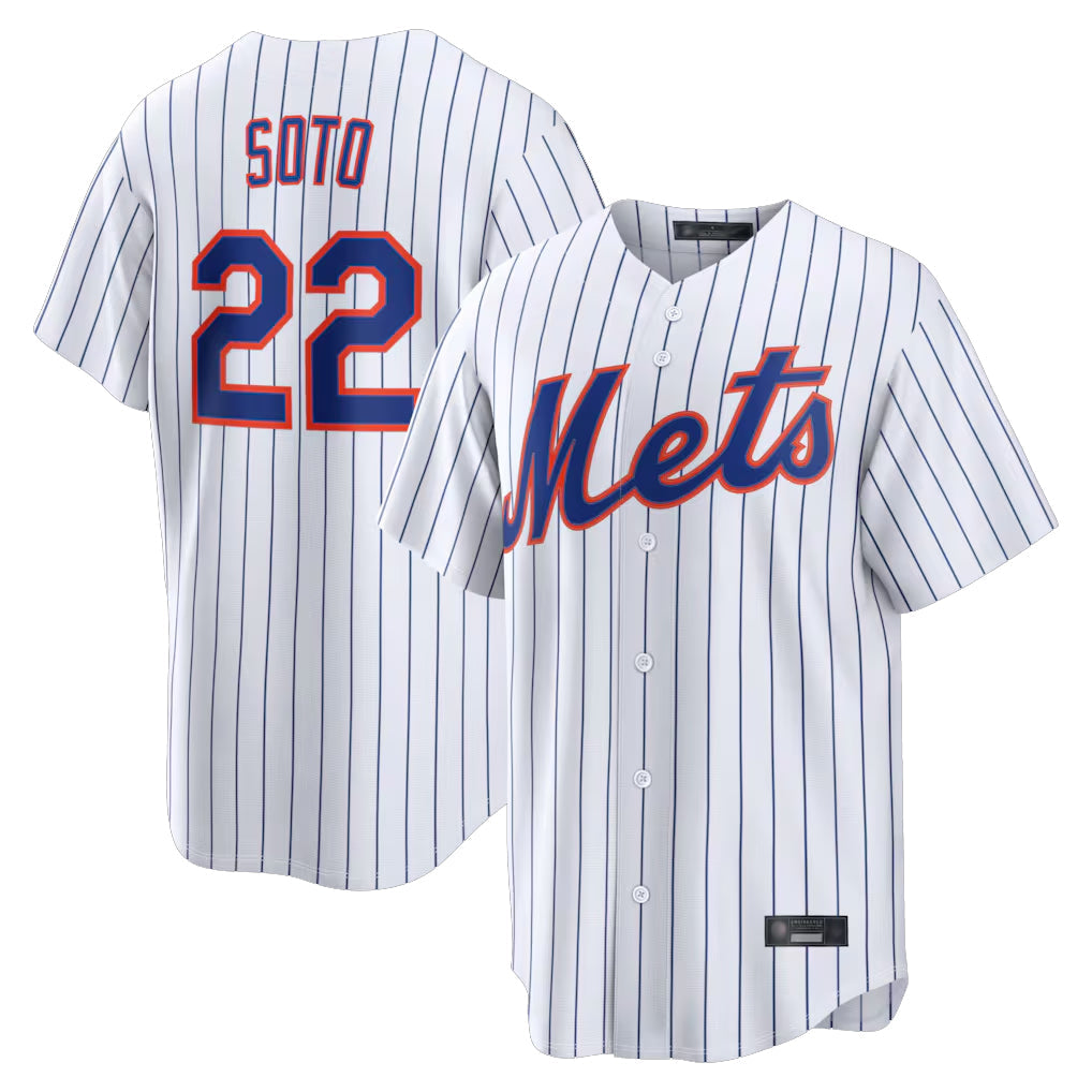 STECN NY.Mets #22 Juan Soto Player White Home Replica Stitched Jerseys