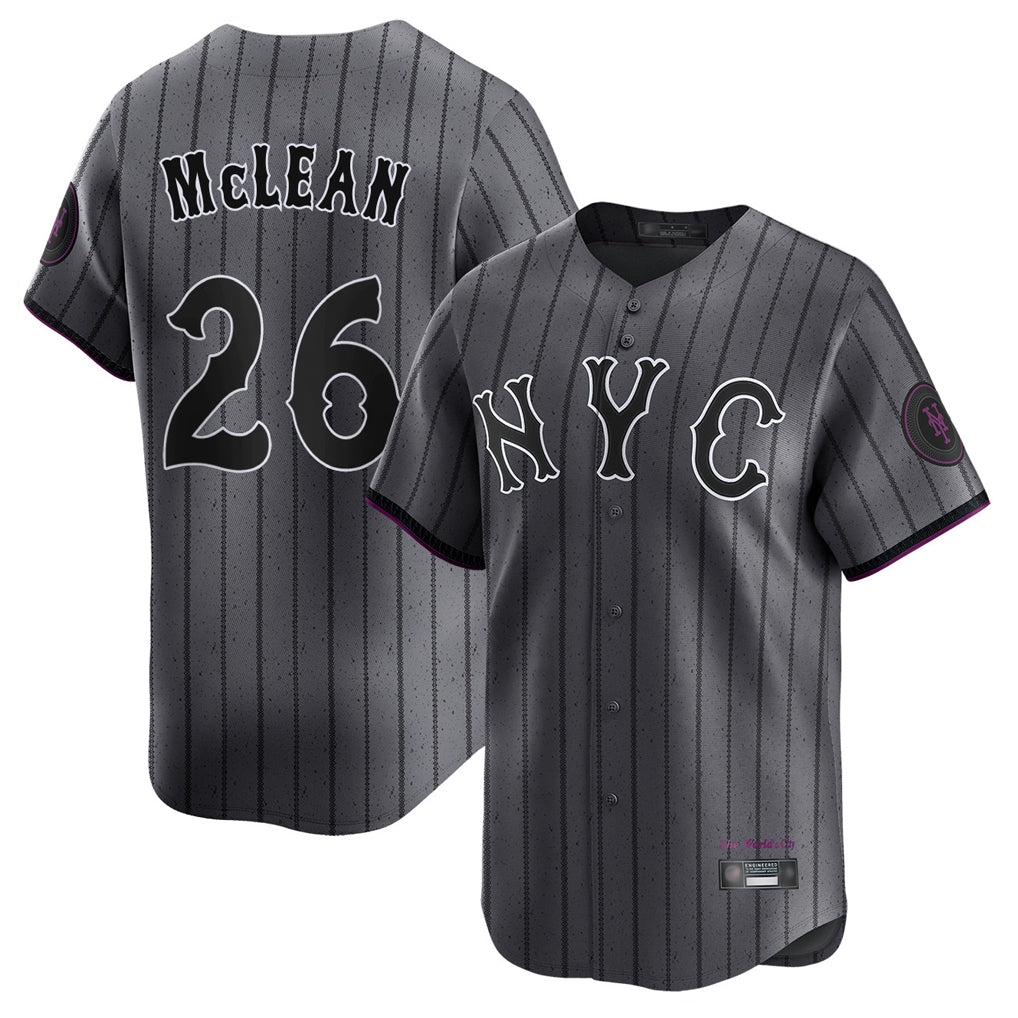 STECN NY.Mets #26 Nolan McLean Player Gray City Connect Limited Stitched Jerseys