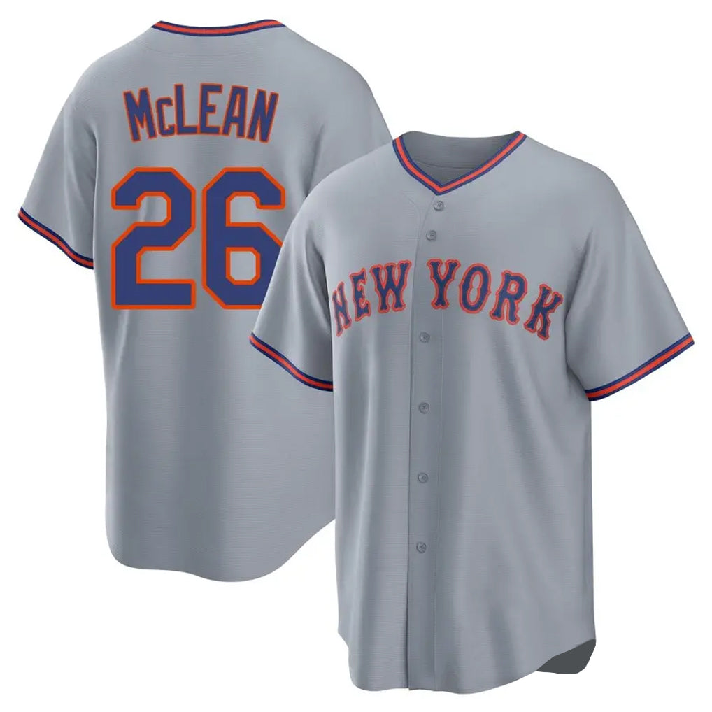STECN NY.Mets #26 Nolan McLean Player Gray Road Home Game Stitched Jerseys