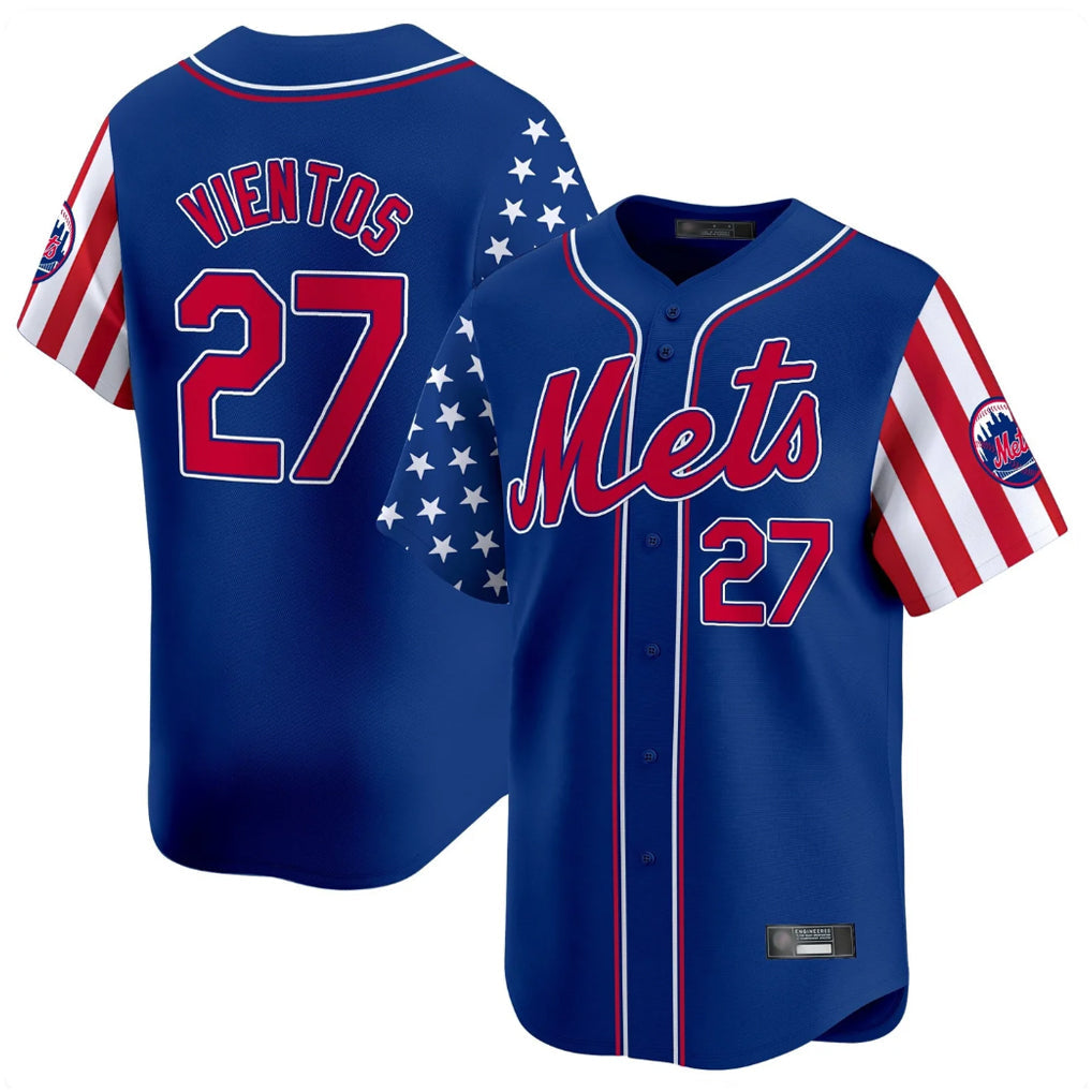 STECN NY.Mets #27 Mark Vientos Player Royal 2025 Independence Day Vapor Premier Limited  Stitched Jerseys
