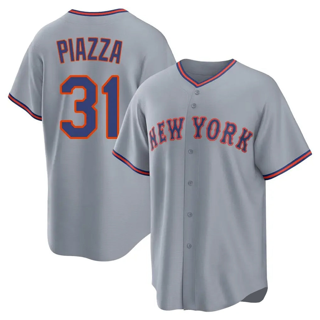 STECN NY.Mets #31 Mike Piazza Player Gray Road Home Game Stitched Jerseys