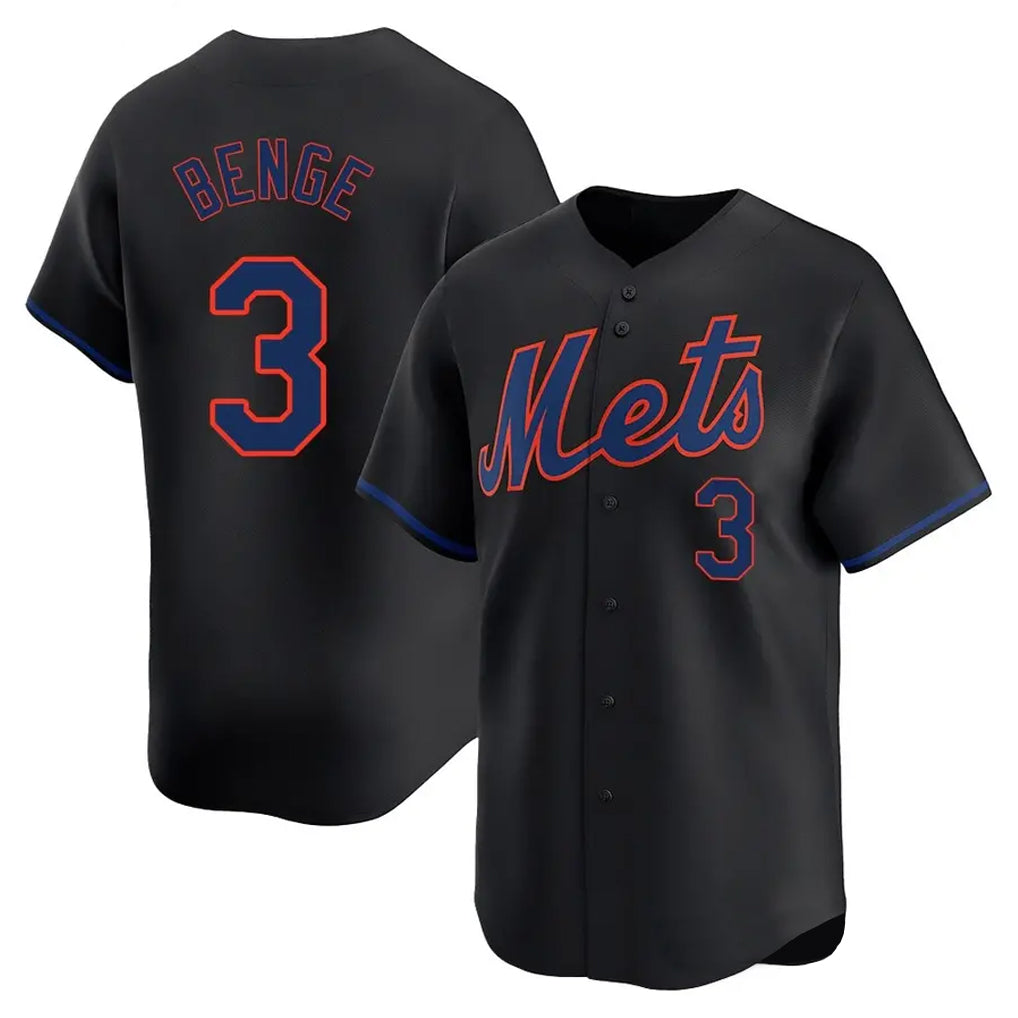 STECN NY.Mets #3 Carson Benge Player Black Alternate Home Limited Stitched Jerseys