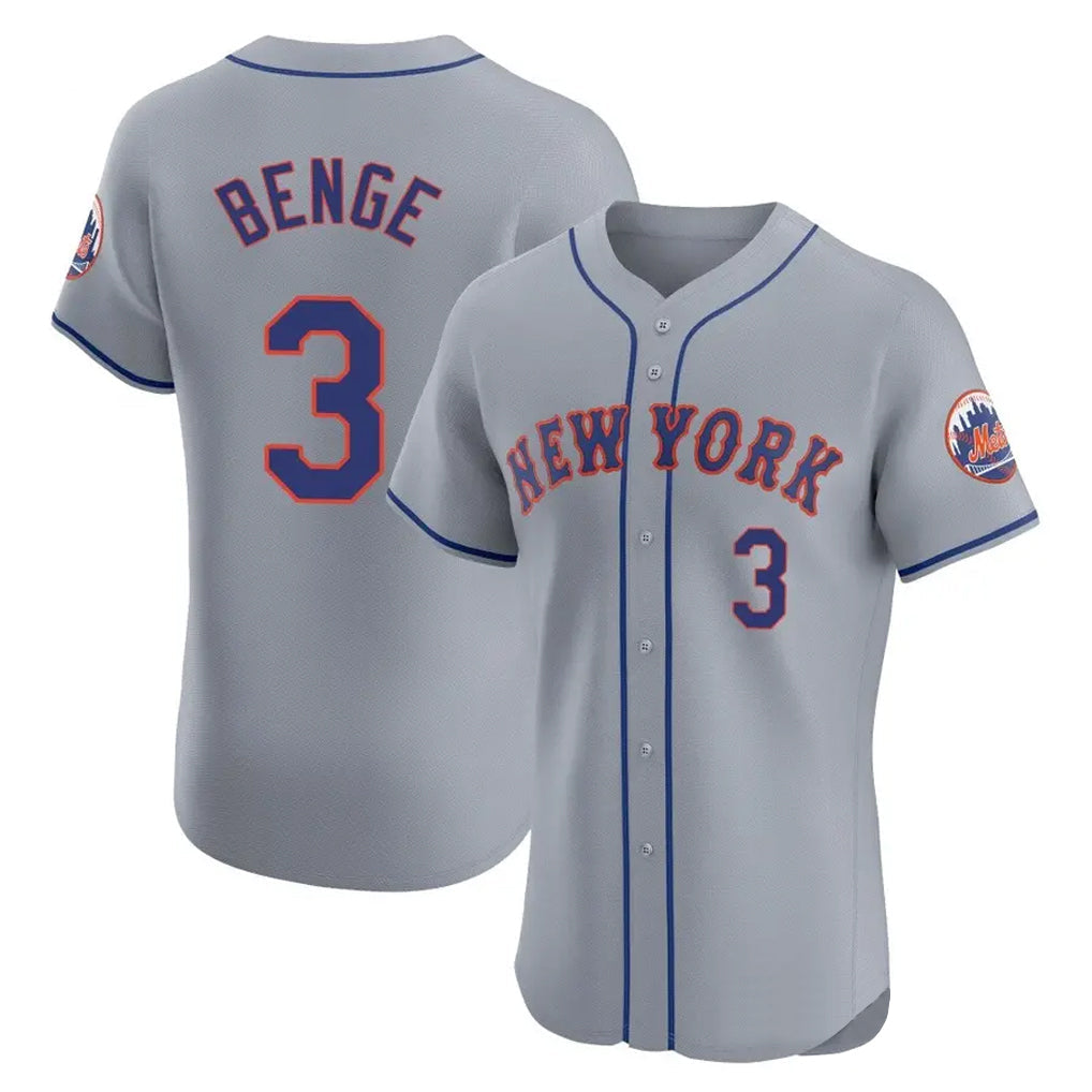 STECN NY.Mets #3 Carson Benge Player Gray Road Limited Elite Home Stitched Jerseys