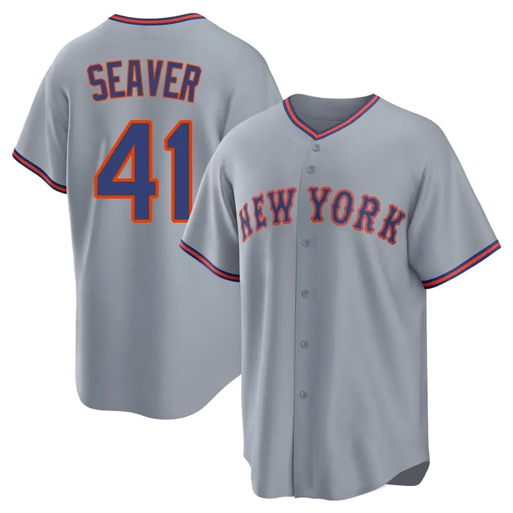 STECN NY.Mets #41 Tom Seaver Player Gray Road Home Game Stitched Jerseys