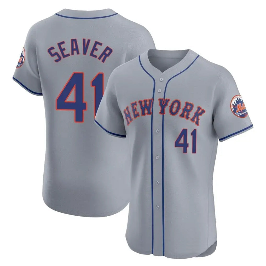 STECN NY.Mets #41 Tom Seaver Player Gray Road Limited Elite Home Stitched Jerseys