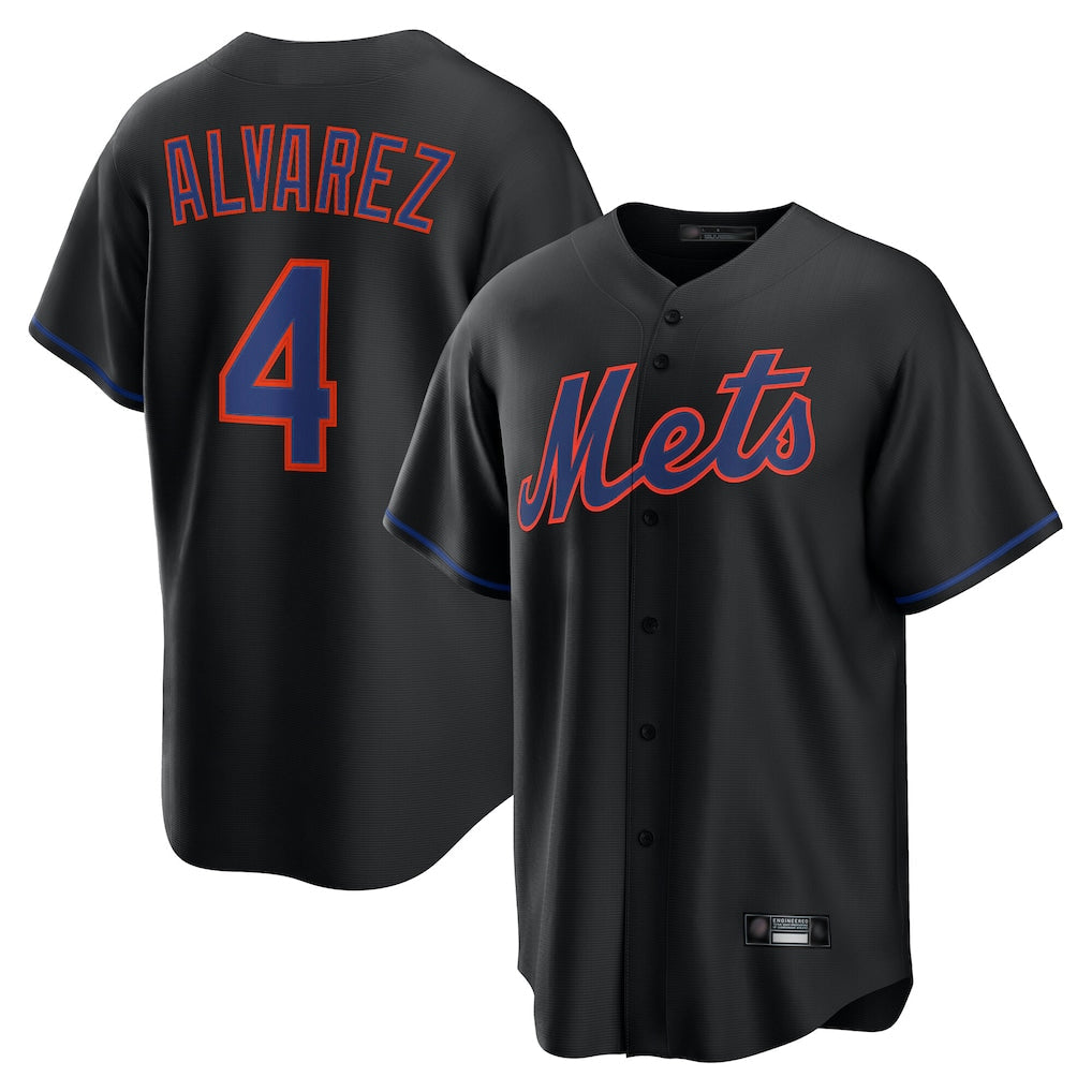 STECN NY.Mets #4 Francisco Alvarez Player Black Alternate Home Game Stitched Jerseys