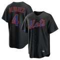 STECN NY.Mets #4 Francisco Alvarez Player Black Alternate Home Game Stitched Jerseys