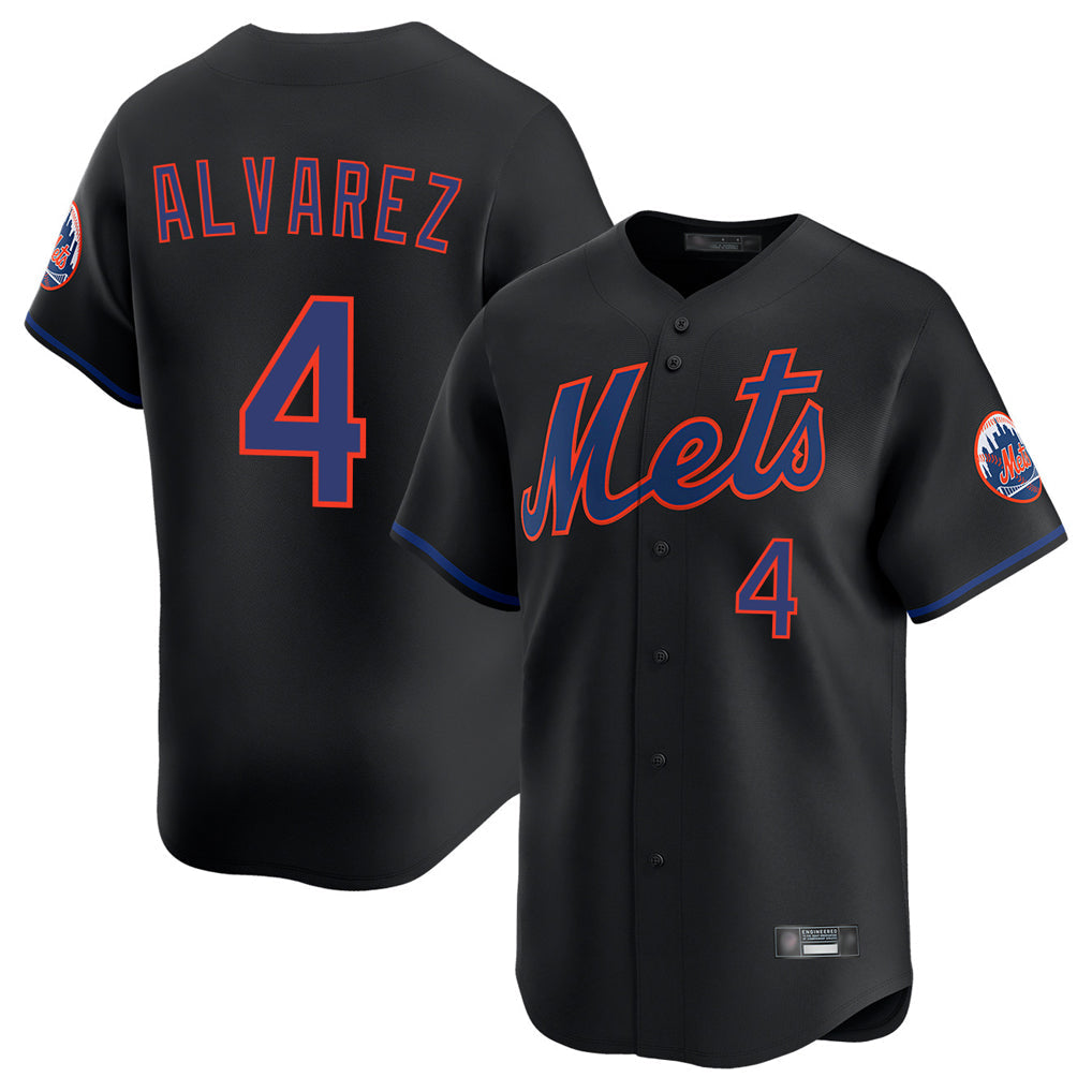 STECN NY.Mets #4 Francisco Alvarez Player Black Alternate Home Limited Stitched Jerseys