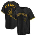 STECN NY.Mets #4 Francisco Alvarez Player Black Snake Skin City Home Game Stitched Jerseys