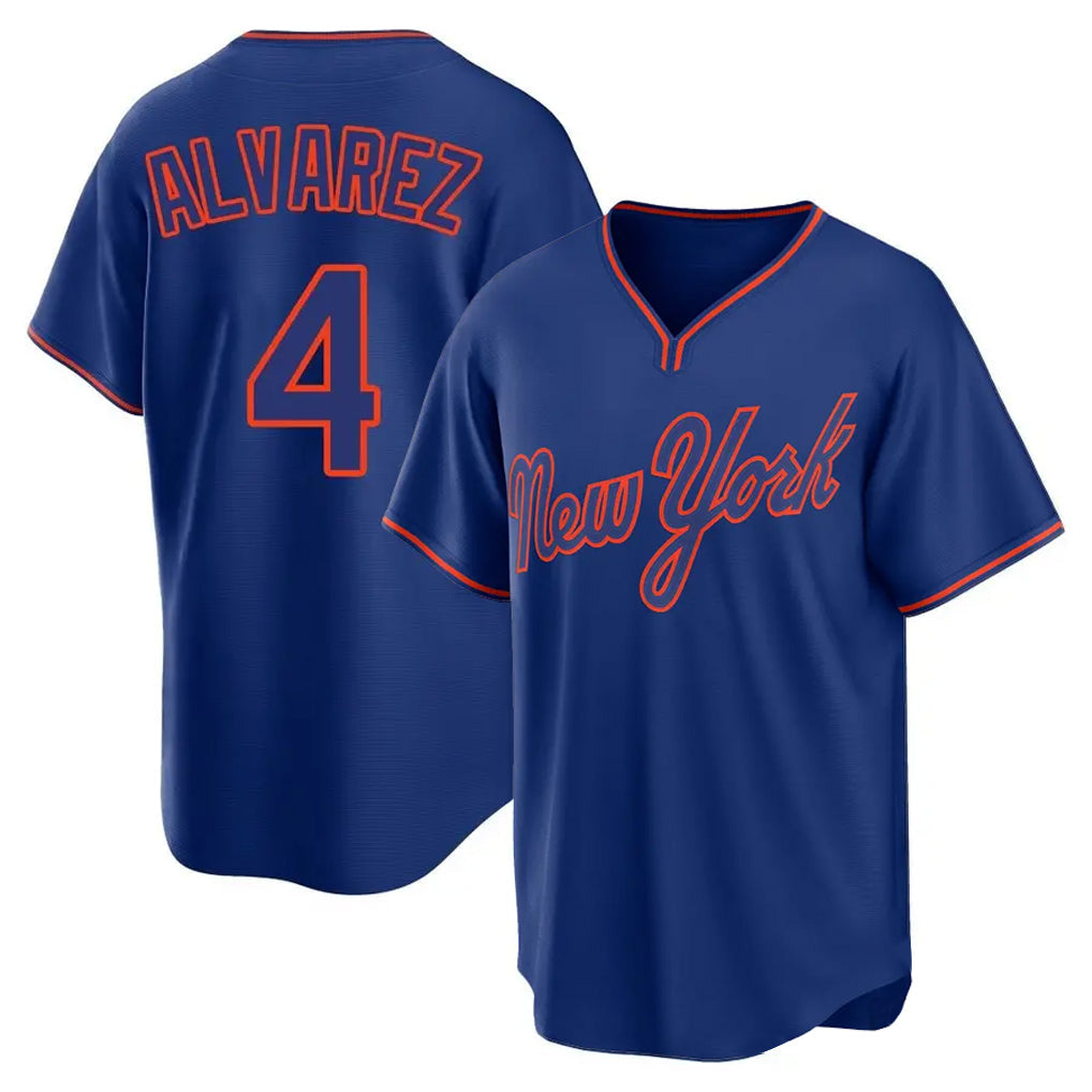STECN NY.Mets #4 Francisco Alvarez Player Royal T-shirt Home Game Stitched Jerseys