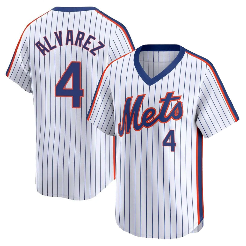 STECN NY.Mets #4 Francisco Alvarez Player White Cooperstown Collection T-shirt Game Stitched Jerseys