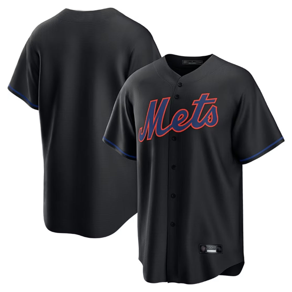 STECN NY.Mets Blank Player Black Alternate Home Game Stitched Jerseys