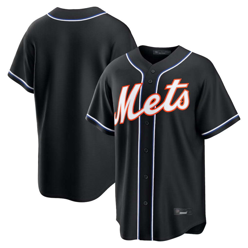 STECN NY.Mets Blank Player Fashion Black Out Game Stitched Jerseys