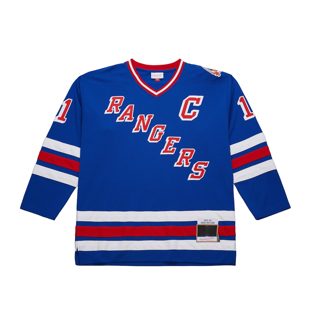 STECN NY.Rangers Mark Messier Mitchell & Ness Blue Big & Tall 1993-94 Blue Line 2.0 Jerseys