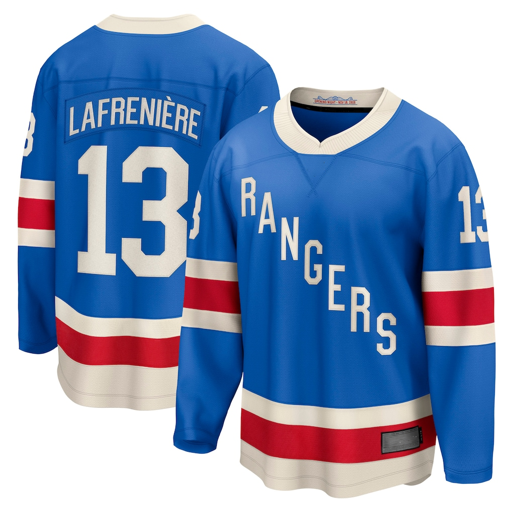 STECN NY.Rangers #13 Alexis Lafreniere Blue Centennial Breakaway Jerseys