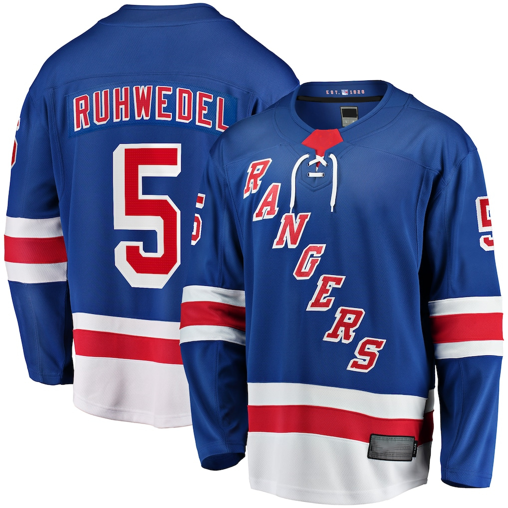 STECN NY.Rangers #5 Chad Ruhwedel Blue Home Premier Breakaway Jerseys