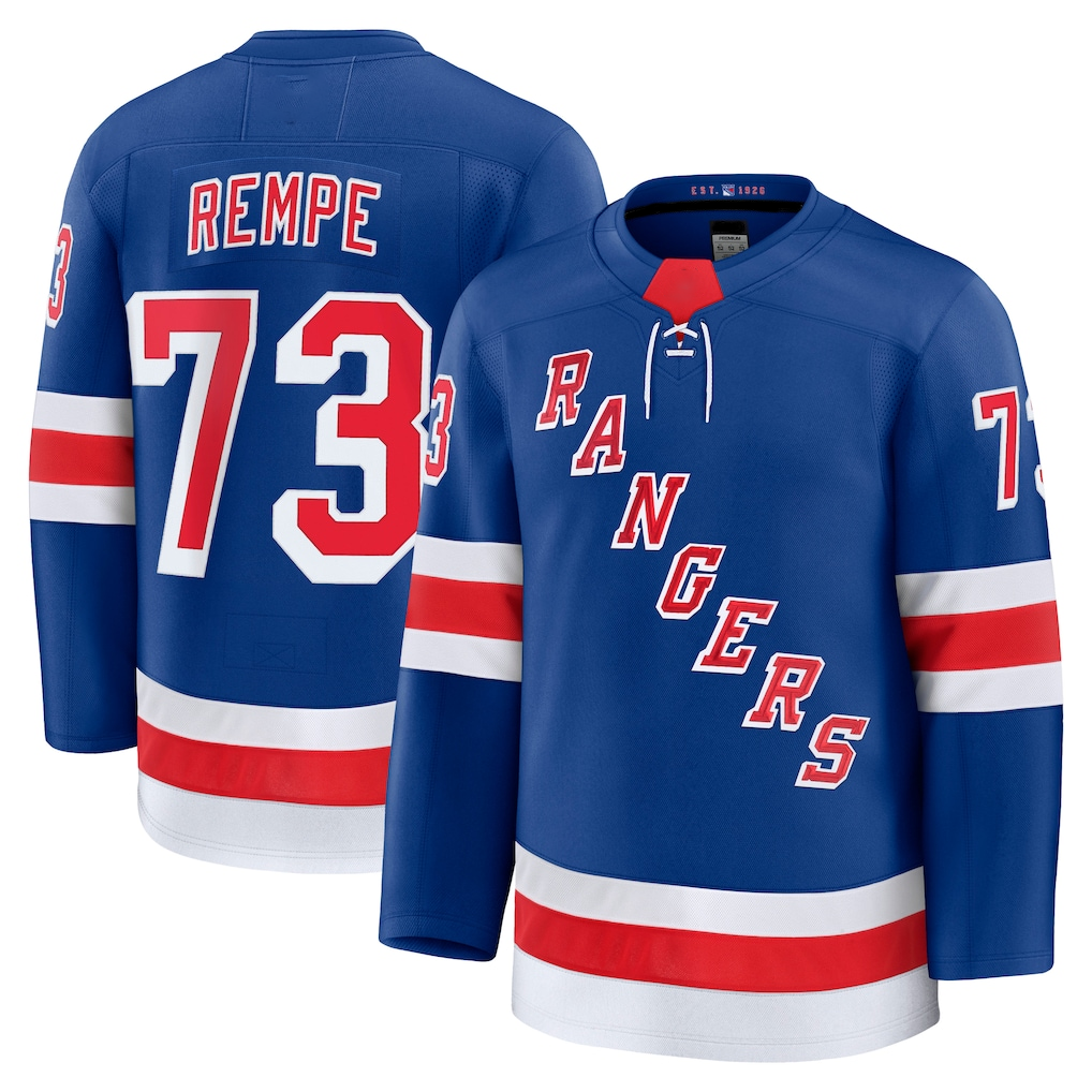 STECN NY.Rangers #73 Matt Rempe Blue Home Premium Jerseys