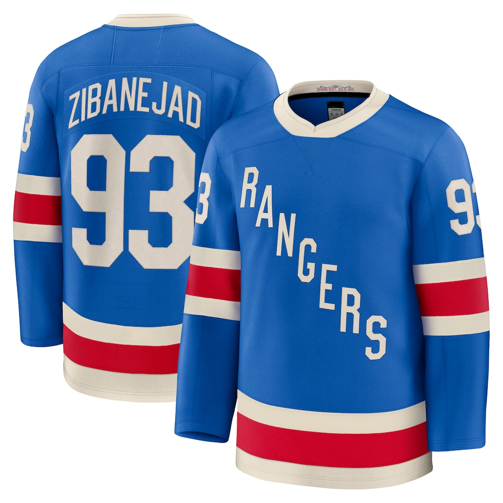 STECN NY.Rangers #93 Mika Zibanejad Blue Centennial Premium Jerseys