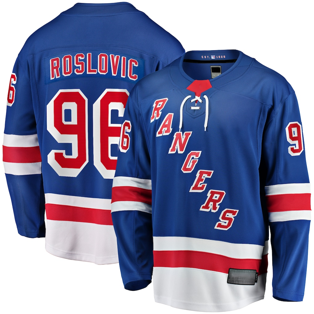 STECN NY.Rangers #96 Jack Roslovic Blue Home Premier Breakaway Jerseys