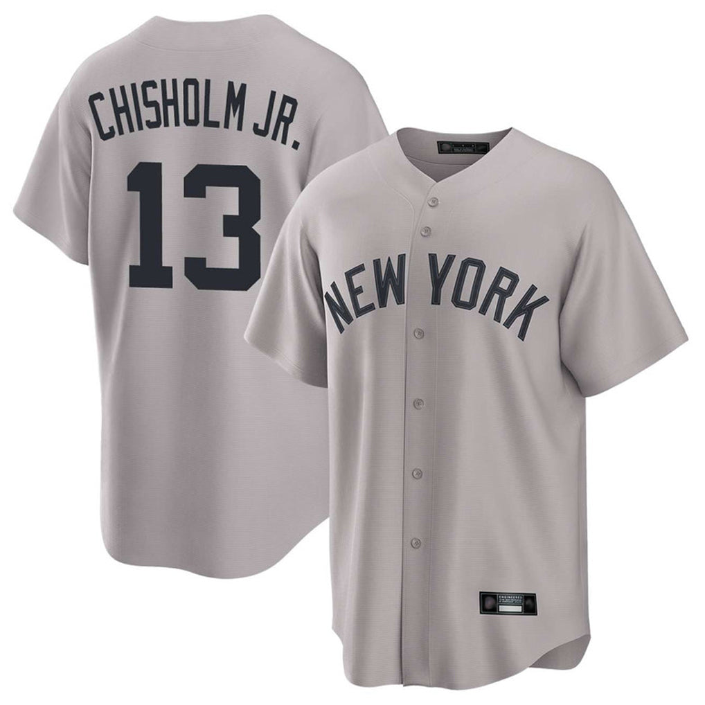 STECN NY.Yankees #13 Jazz Chisholm Jr Player Gray Game Home Stitched Jerseys
