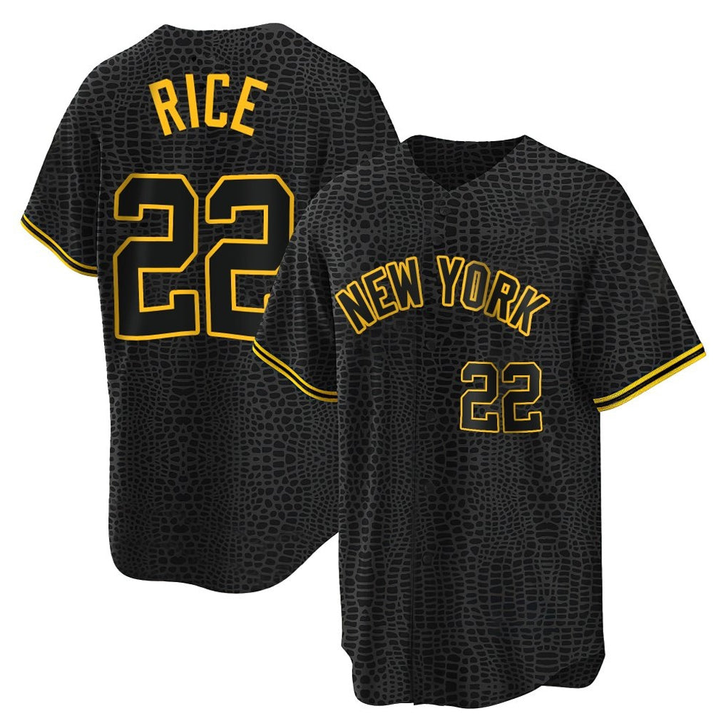 STECN NY.Yankees #22 Ben Rice Player Black Snake Skin City Game Home Stitched Jerseys