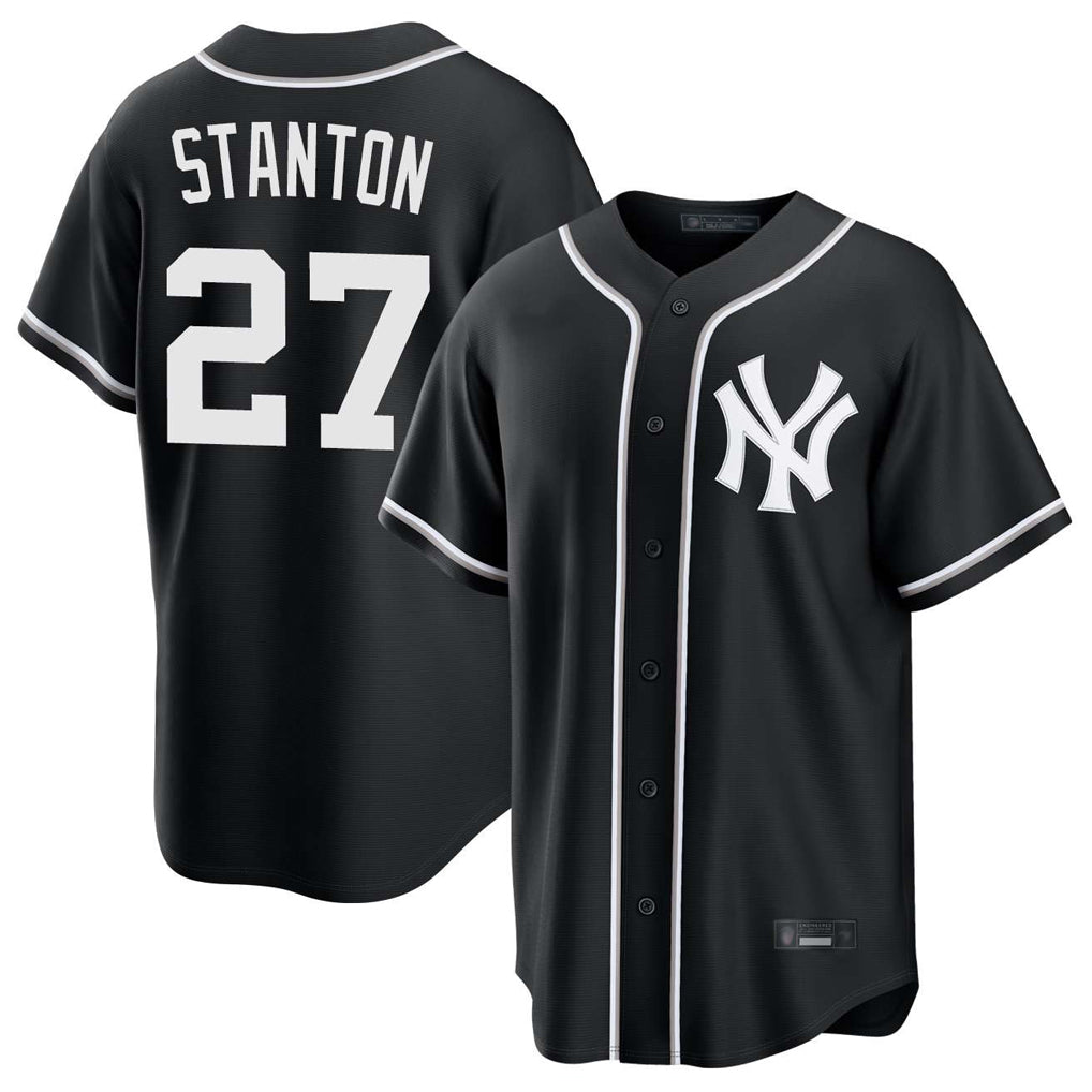 STECN NY.Yankees #27 Giancarlo Stanton Player Black Out Game Home Stitched Jerseys