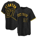STECN NY.Yankees #27 Giancarlo Stanton Player Black Snake Skin City Game Home Stitched Jerseys