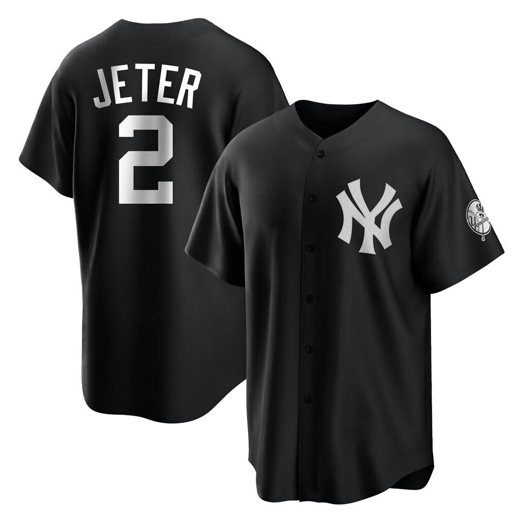STECN NY.Yankees #2 Derek Jeter Player Black Game Stitched Jerseys