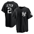 STECN NY.Yankees #2 Derek Jeter Player Black Game Stitched Jerseys