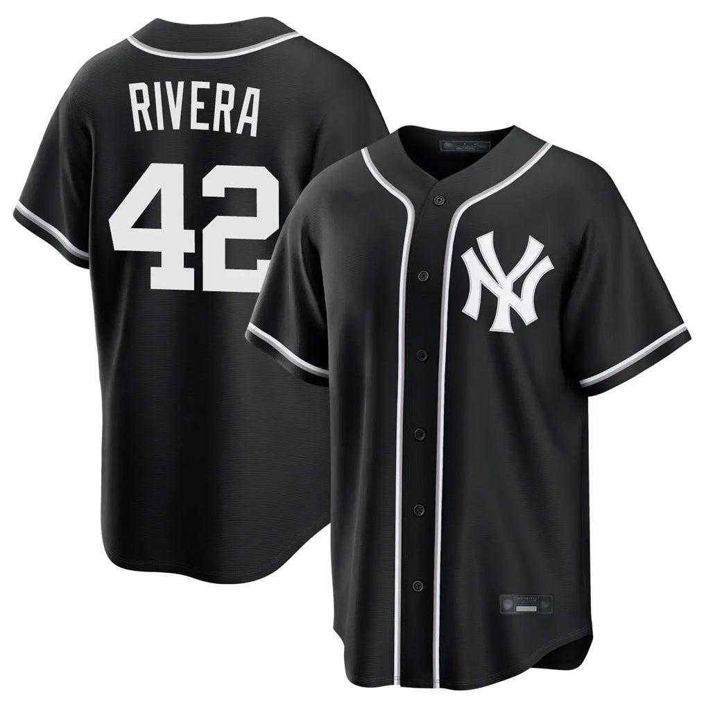 STECN NY.Yankees #42 Mariano Rivera Player Black Out Game Home Stitched Jerseys