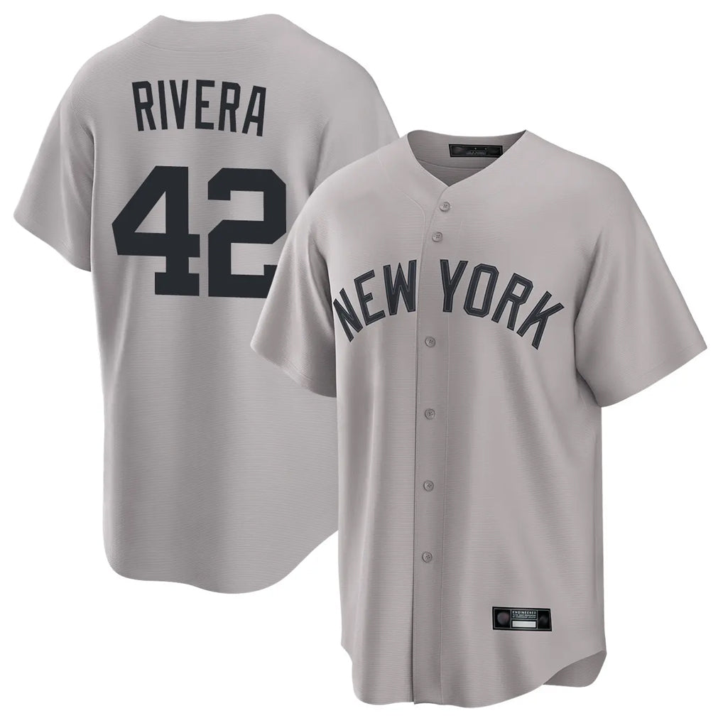 STECN NY.Yankees #42 Mariano Rivera Player Gray Game Home Stitched Jerseys