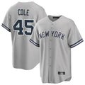 STECN NY.Yankees #45 Gerrit Cole Player Gray Road Game Stitched Jerseys
