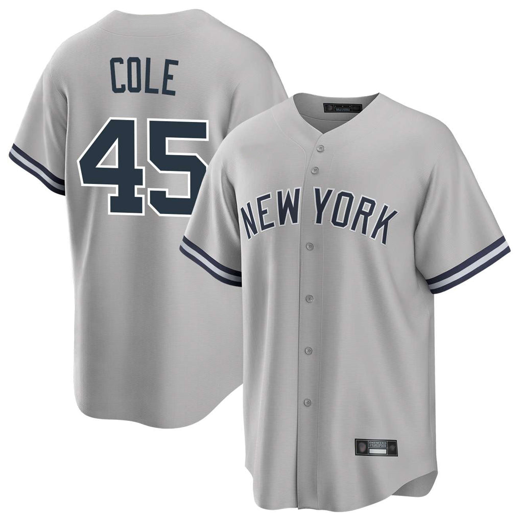 STECN NY.Yankees #45 Gerrit Cole Player Gray Road Game Stitched Jerseys