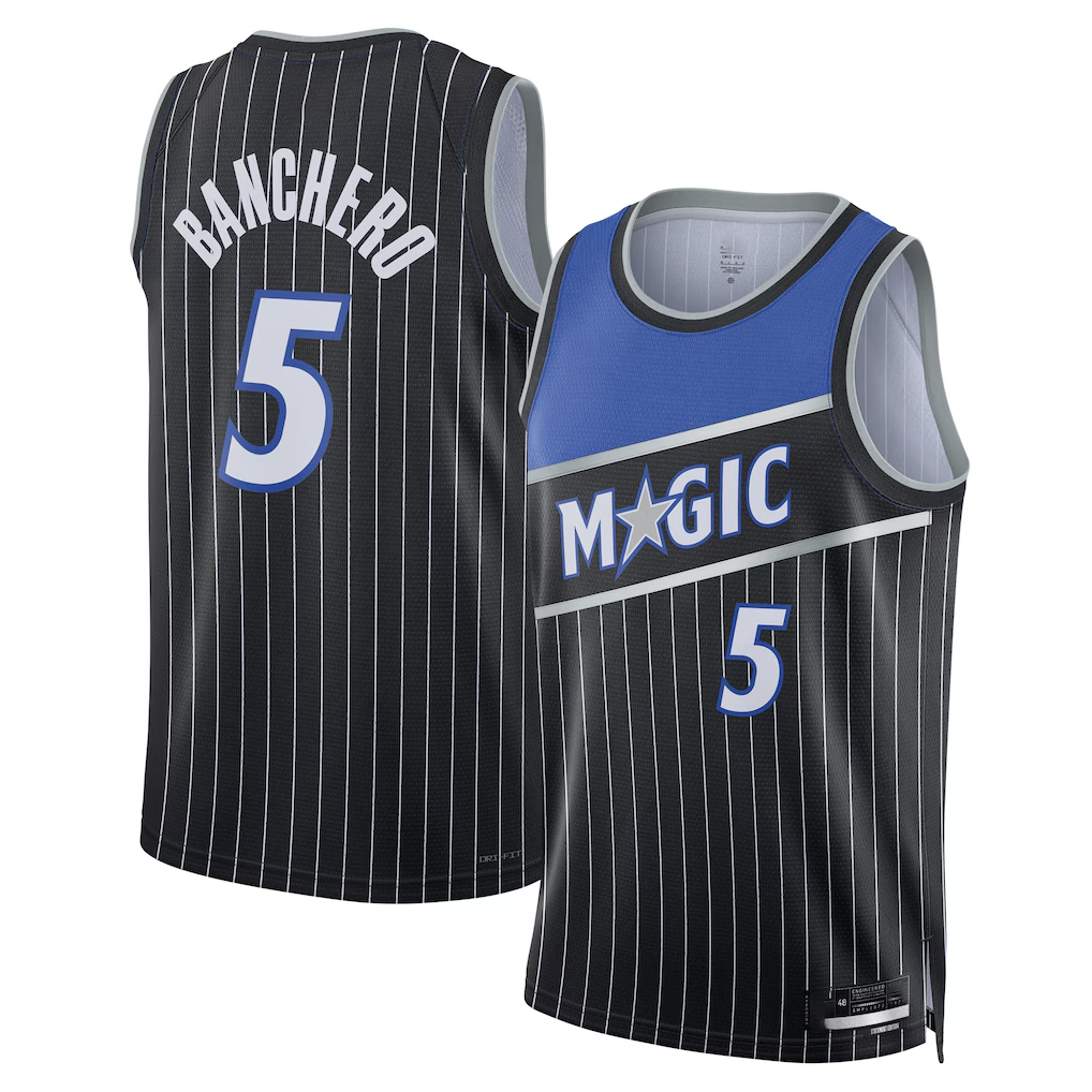 STECN O.Magic #5 Paolo Banchero Black Swingman Jerseys - Statement Edition