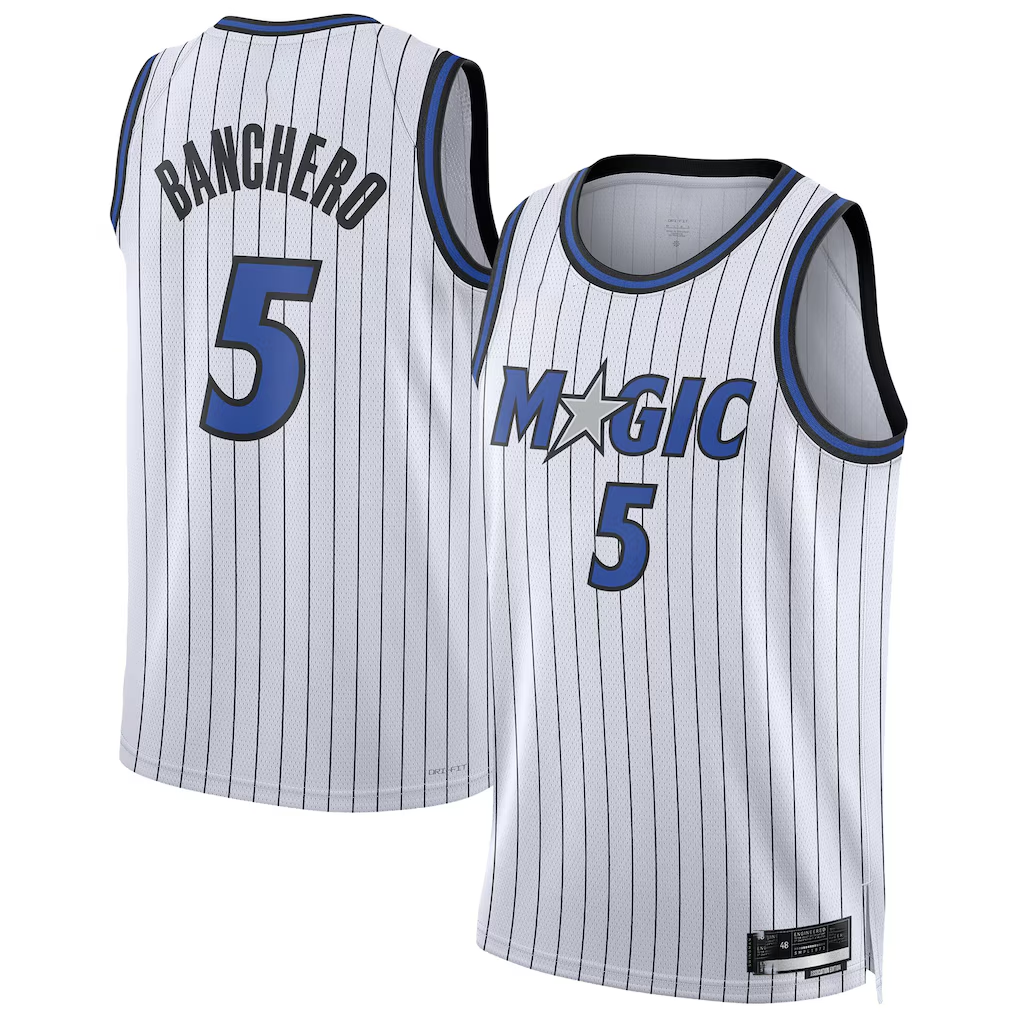 STECN O.Magic #5 Paolo Banchero White Swingman Player Jerseys - Association Edition