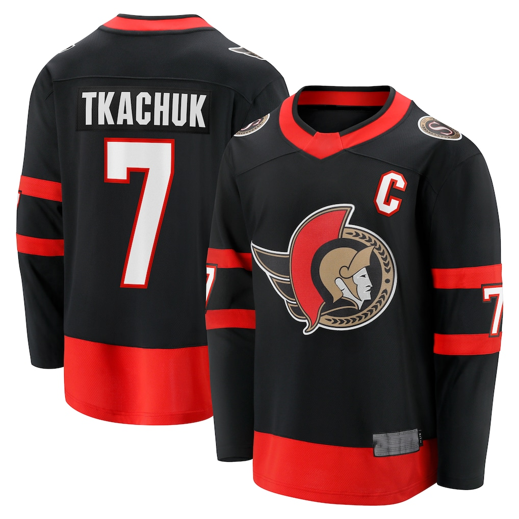 STECN O.Senators #7 Brady Tkachuk Black Home Breakaway Jerseys