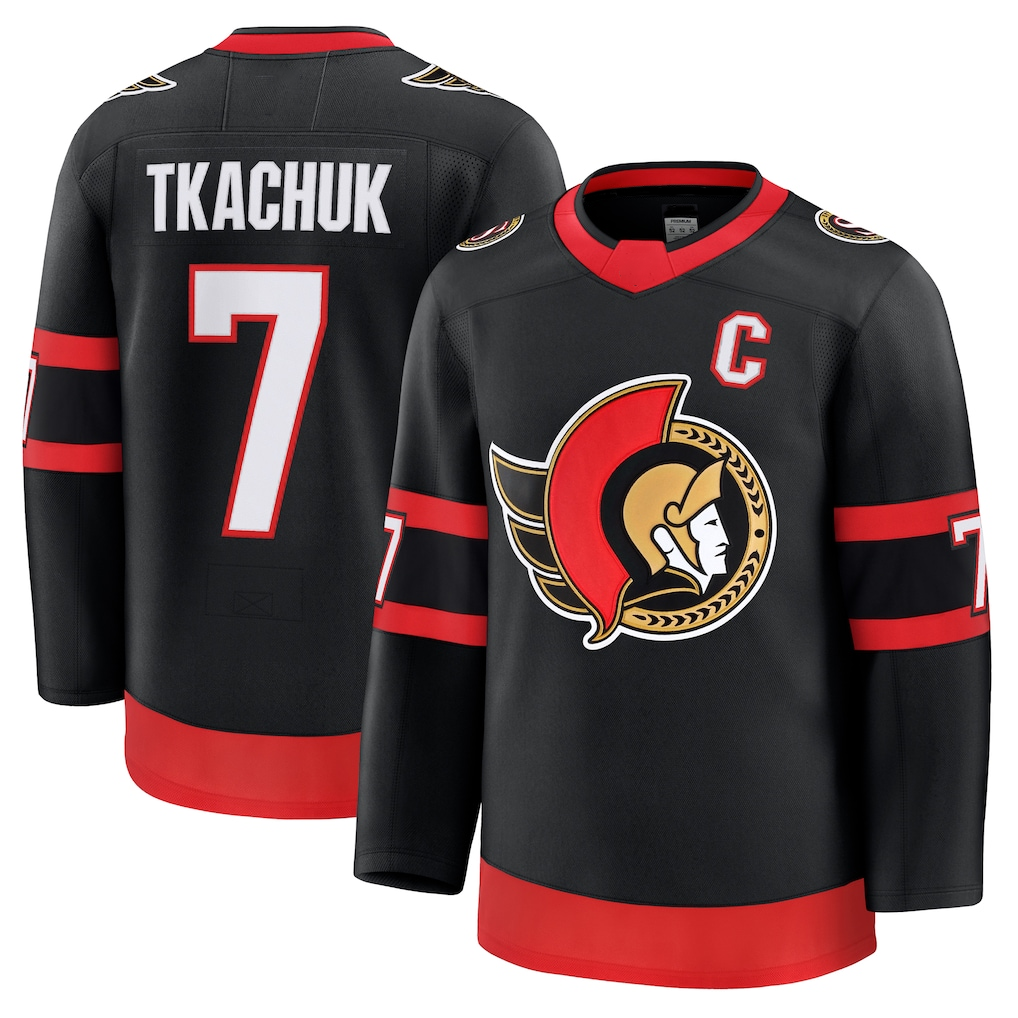 STECN O.Senators #7 Brady Tkachuk Black Home Premium Jerseys