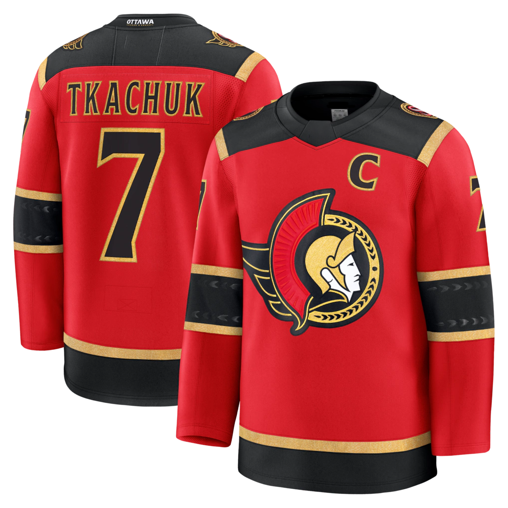 STECN O.Senators #7 Brady Tkachuk Red Alternate Premium Jerseys