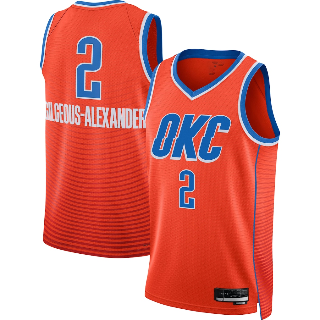 STECN OC.Thunder #2 Shai Gilgeous-Alexander Orange Swingman Stitched Jerseys - Statement Edition