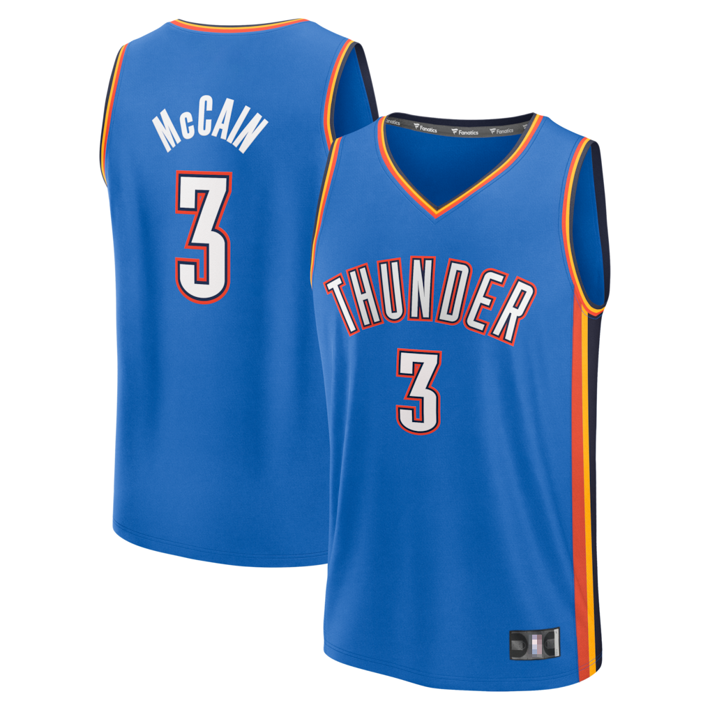 STECN OC.Thunder #3 Jared McCain Blue Fast Break Replica Stitched Jerseys - Icon Edition
